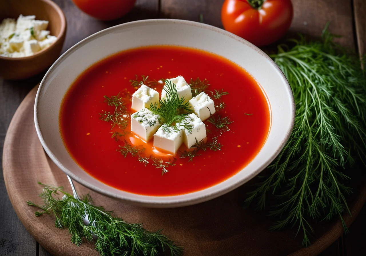 Cold Tomato Broth with Sheep Cheese