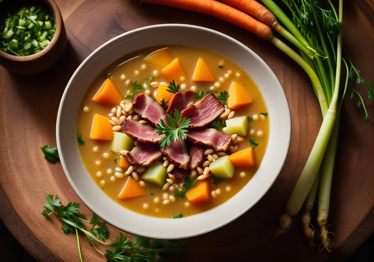 Barley Vegetable Soup with Bacon
