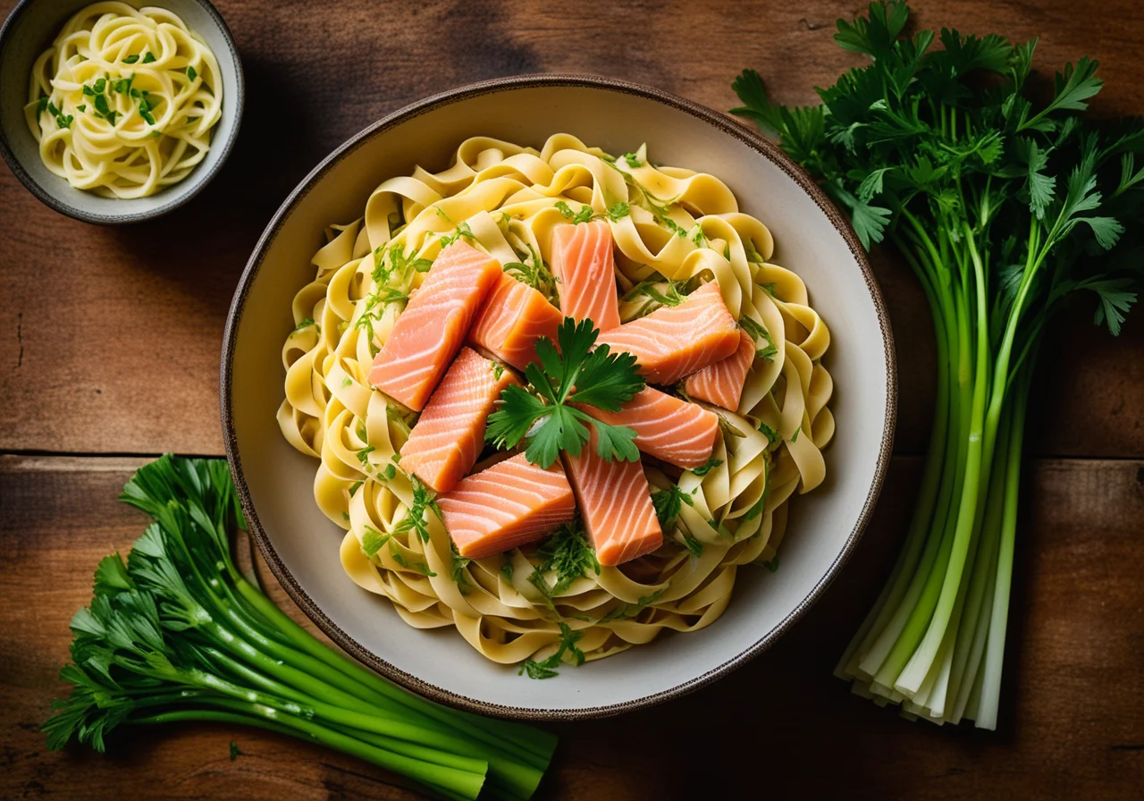 Pasta with Lemon Sauce and Salmon