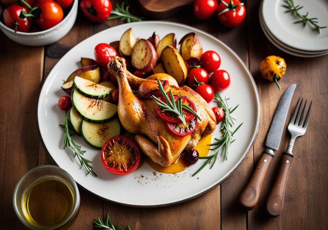 Baked Chicken Thighs with Vegetables and Potatoes