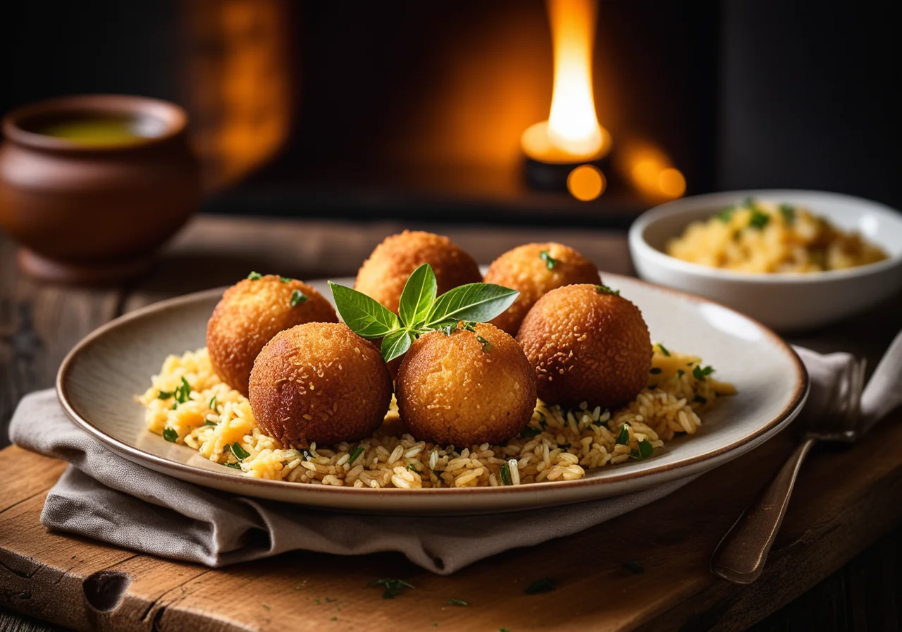 Fried Rice Balls with Italian Filling