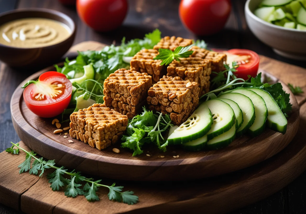 Tempeh Towers with Salad