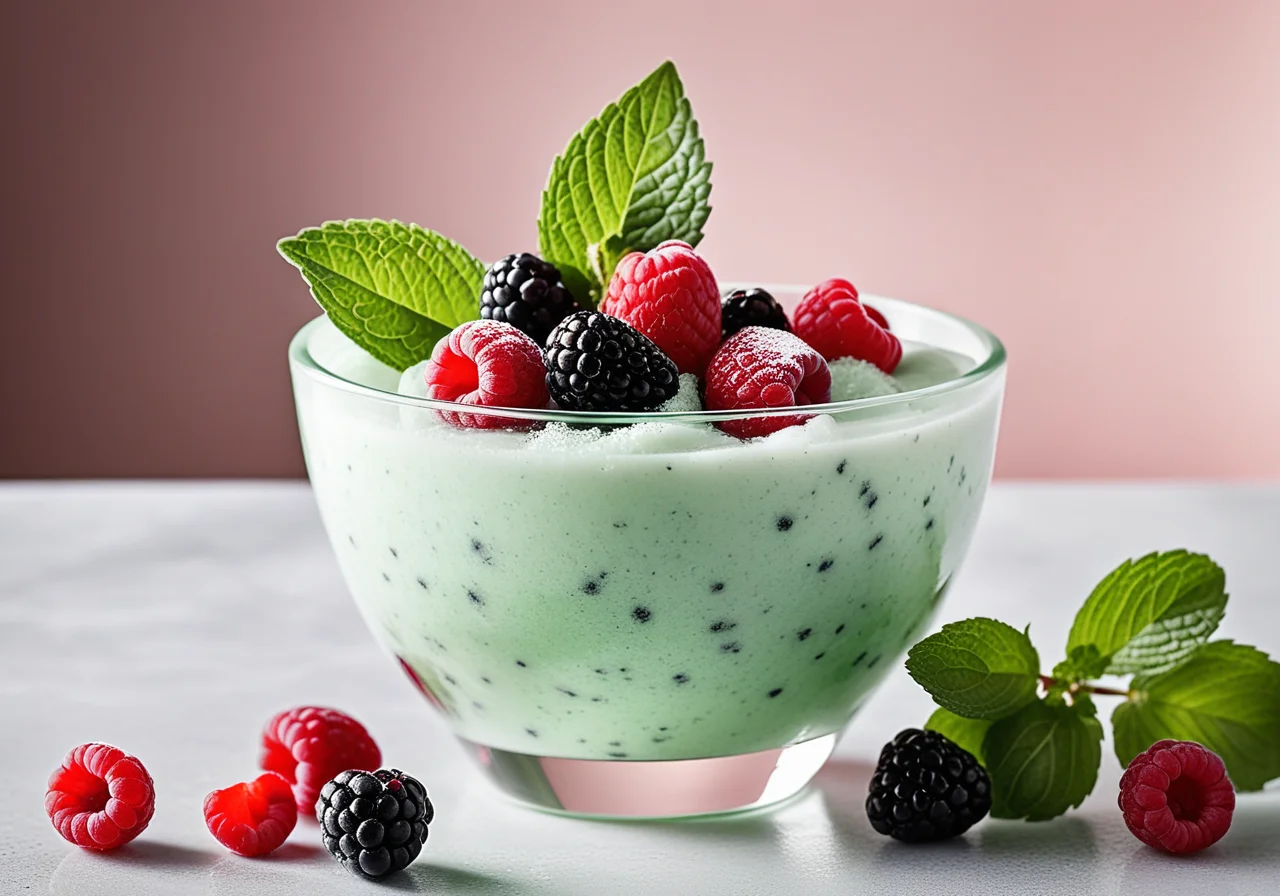 Mint Sorbet with Berries
