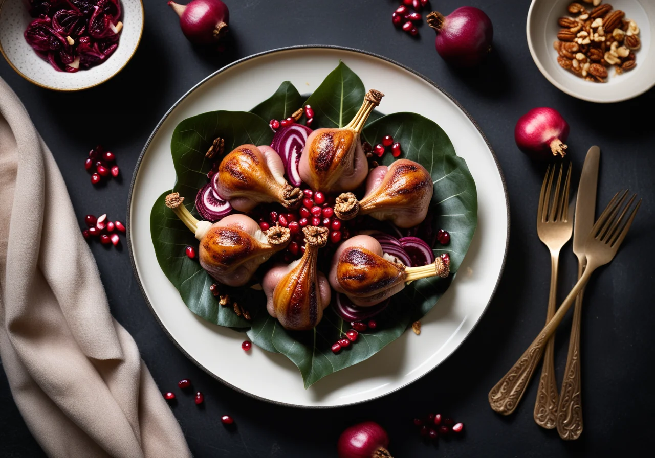 Saffron Quail Legs with Radicchio and Walnuts