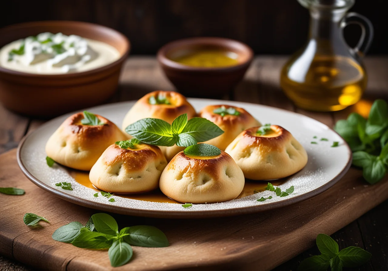 Turkish-Style Dough Pockets with Feta and Ground Lamb Sauce