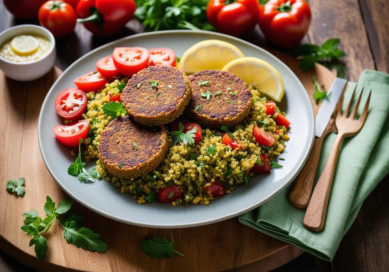 Lentil Patties with Bulgur Salad