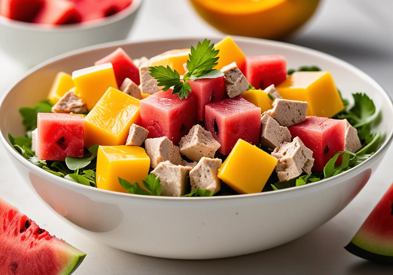 Tuna Salad with Mango, Melon and Cream Cheese