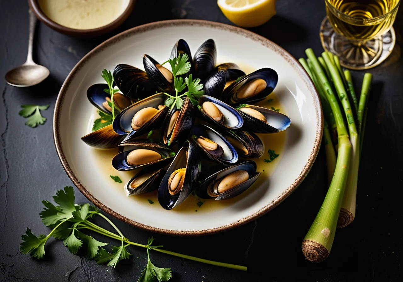 Mussels with Leeks in Wine Broth