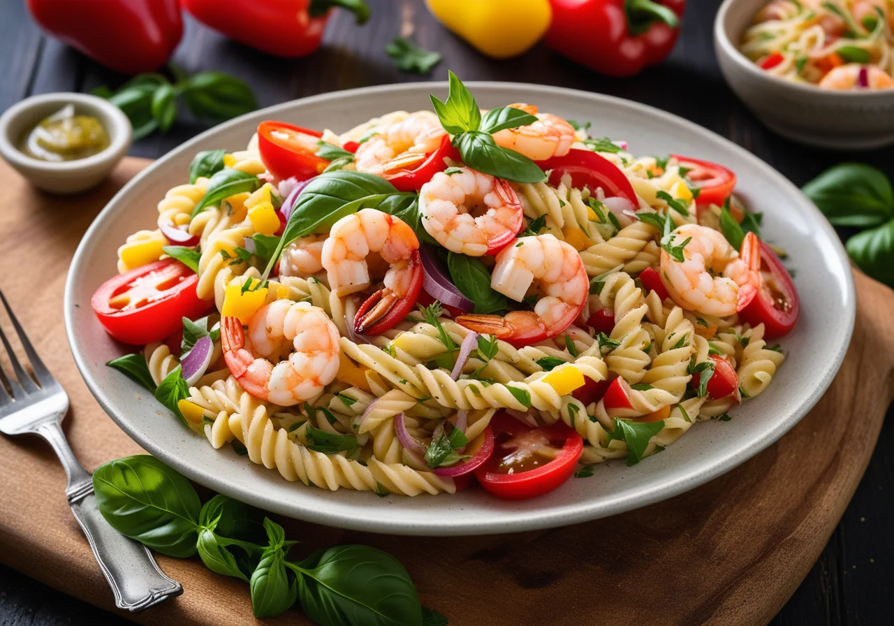 Pasta Salad with Shrimp and Vegetables