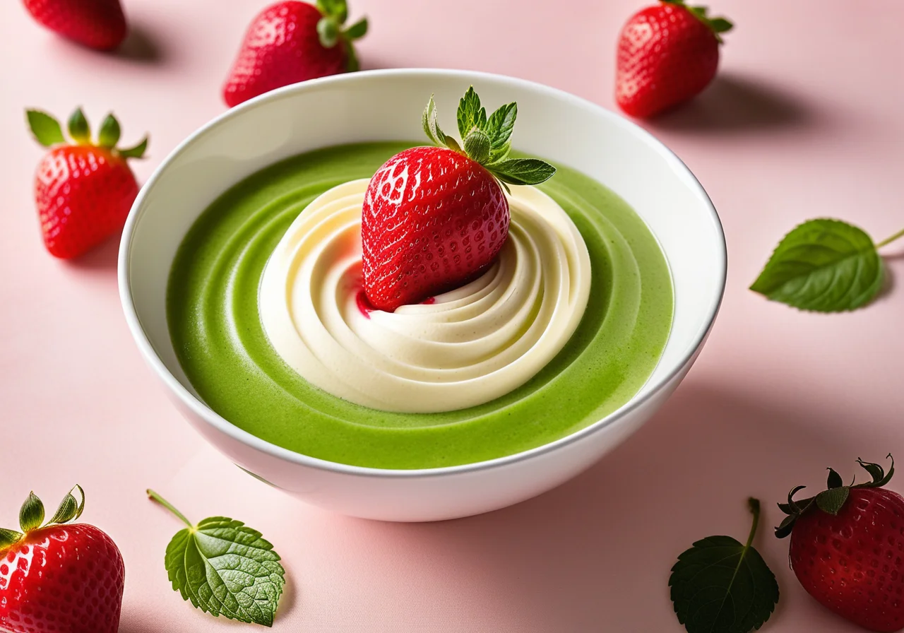 Quark Mousse in Strawberry Puree