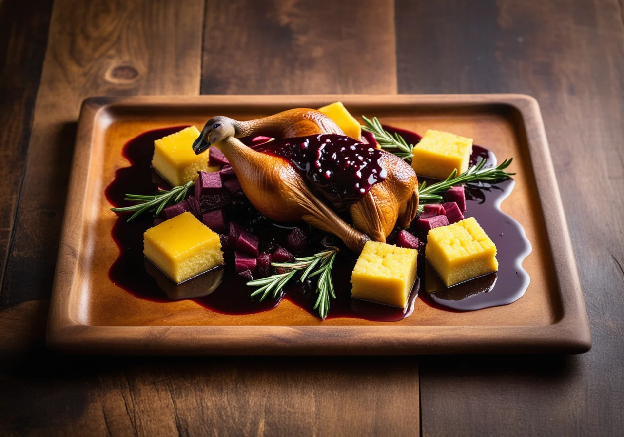 Red Wine Goose with Polenta Squares
