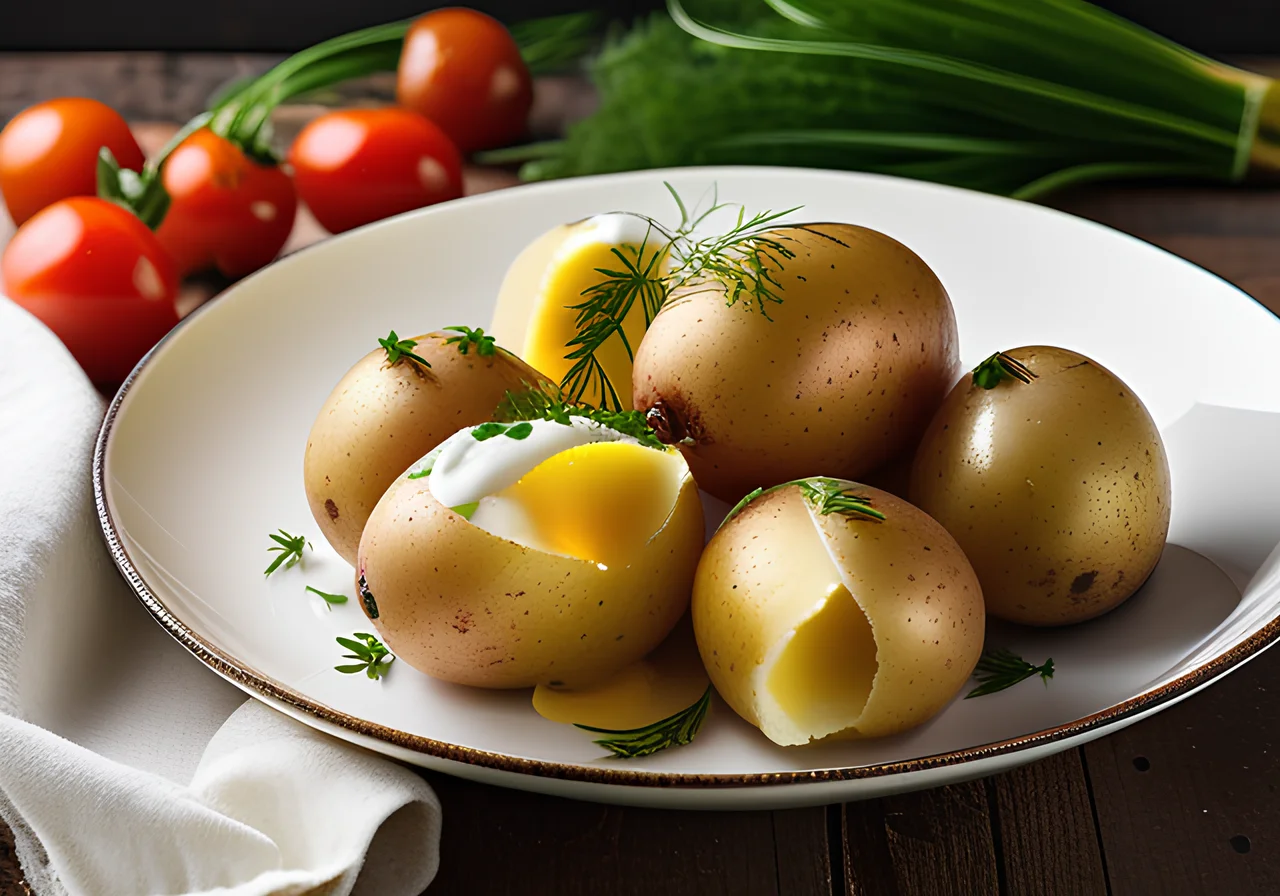Boiled Potatoes with Chives and Crème Fraîche