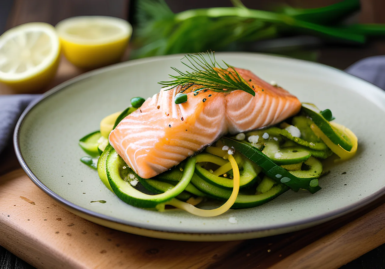 Zucchini Noodles with Salmon