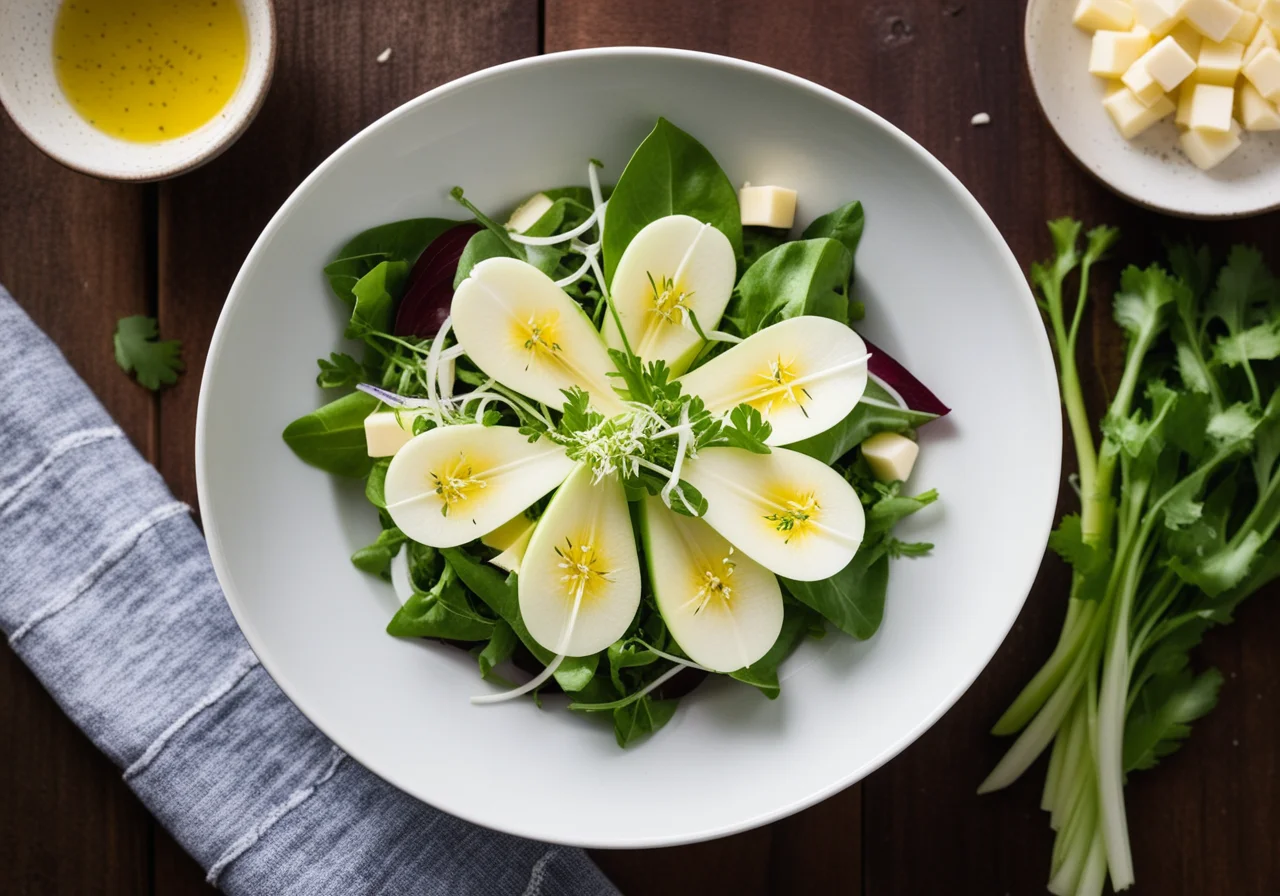 Chicory Salad with Sheep Cheese and Pear