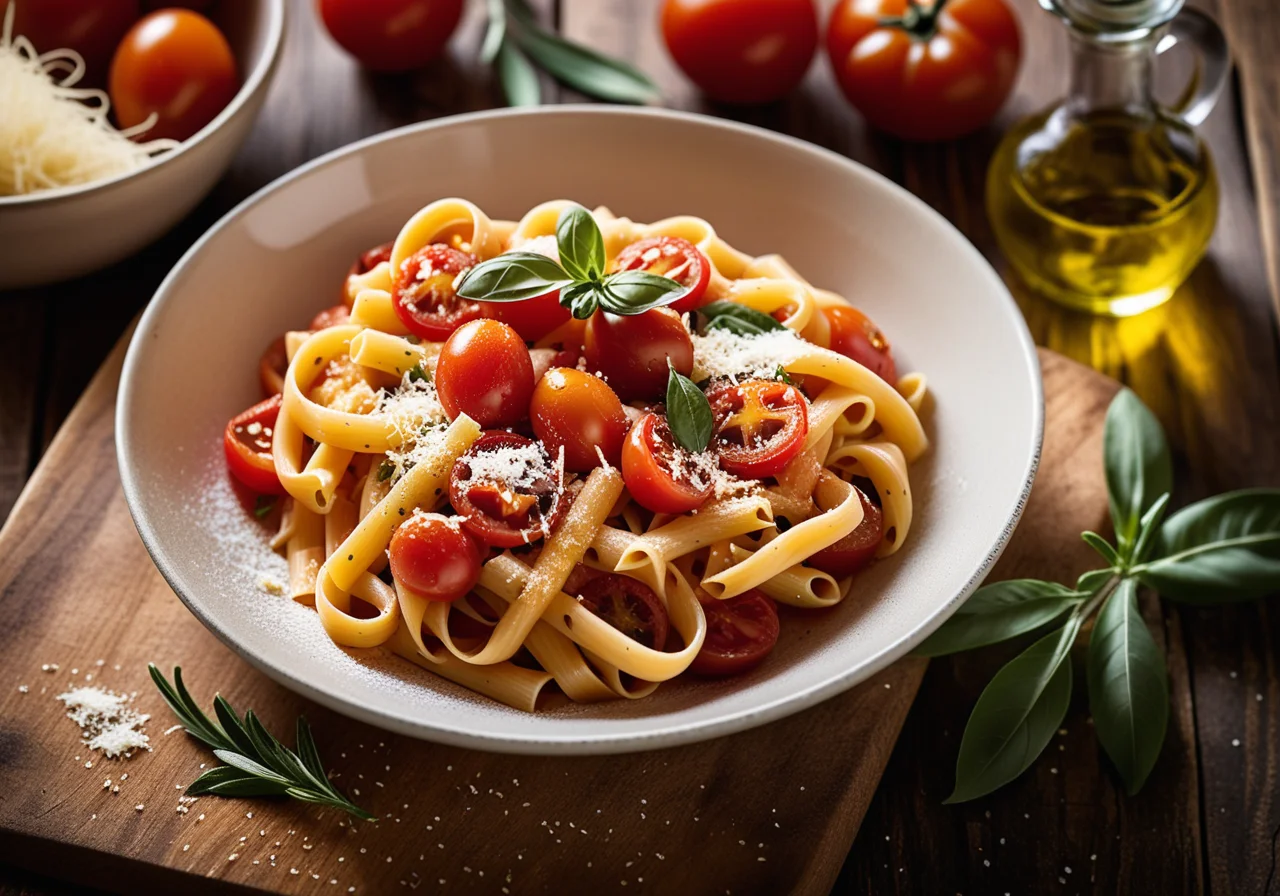 Pasta with Tomato Olive Sauce