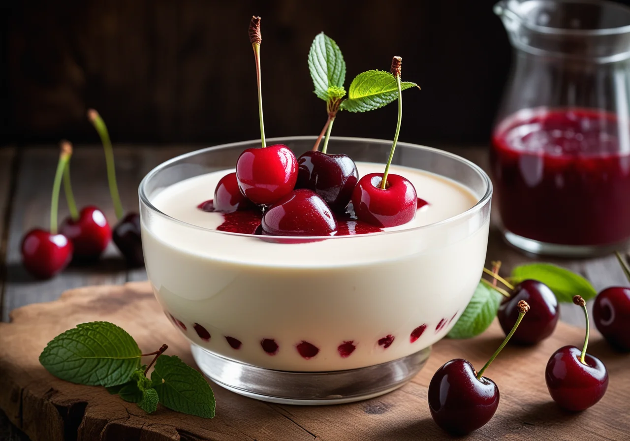 Yogurt Cream with Cherries