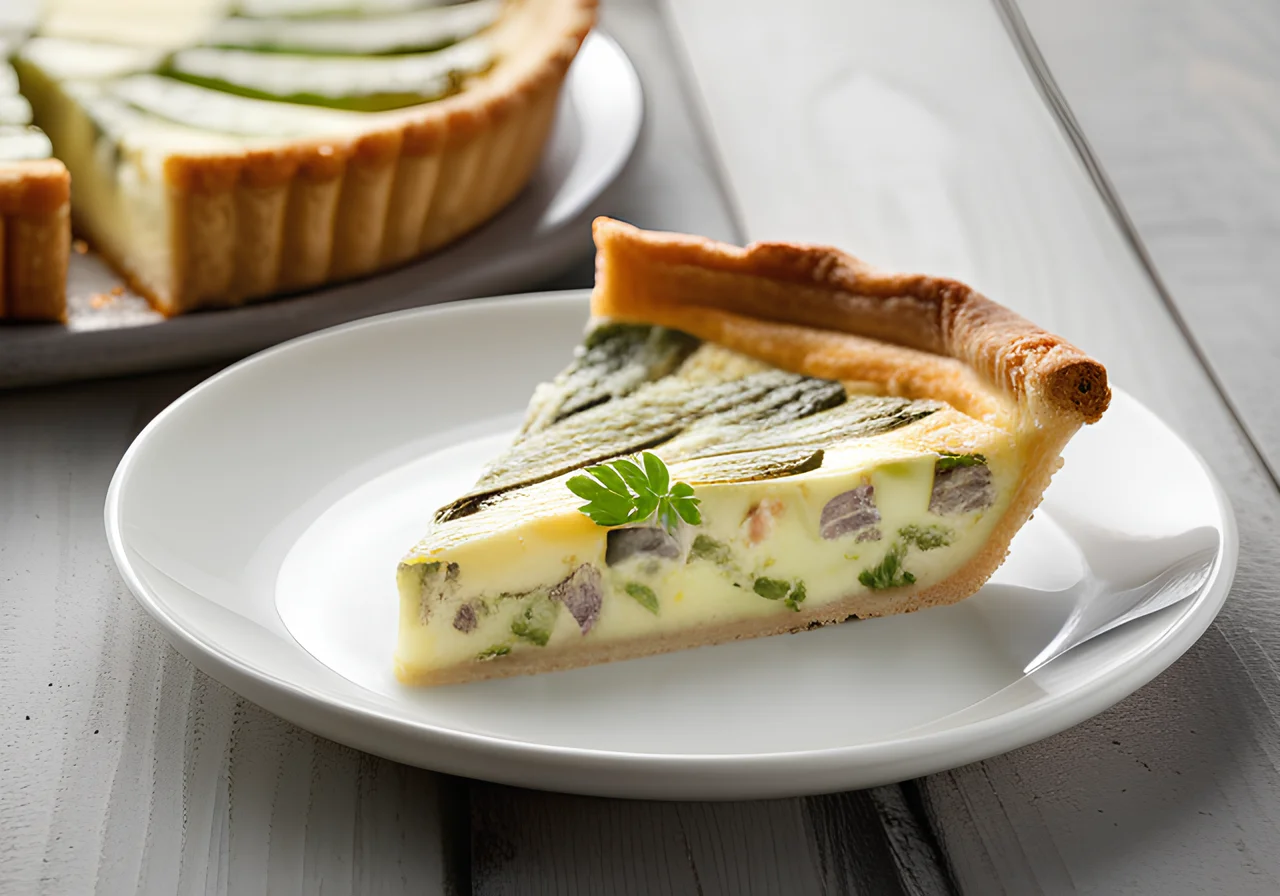 Green and White Asparagus Quiche