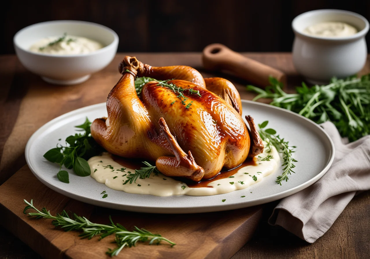 Roasted Chicken with Quark Filling