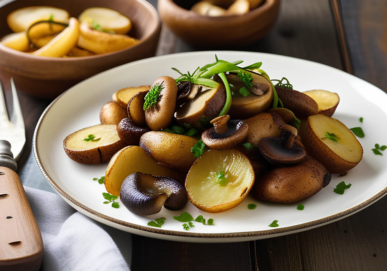 Pan‑fried Potatoes with Mushrooms