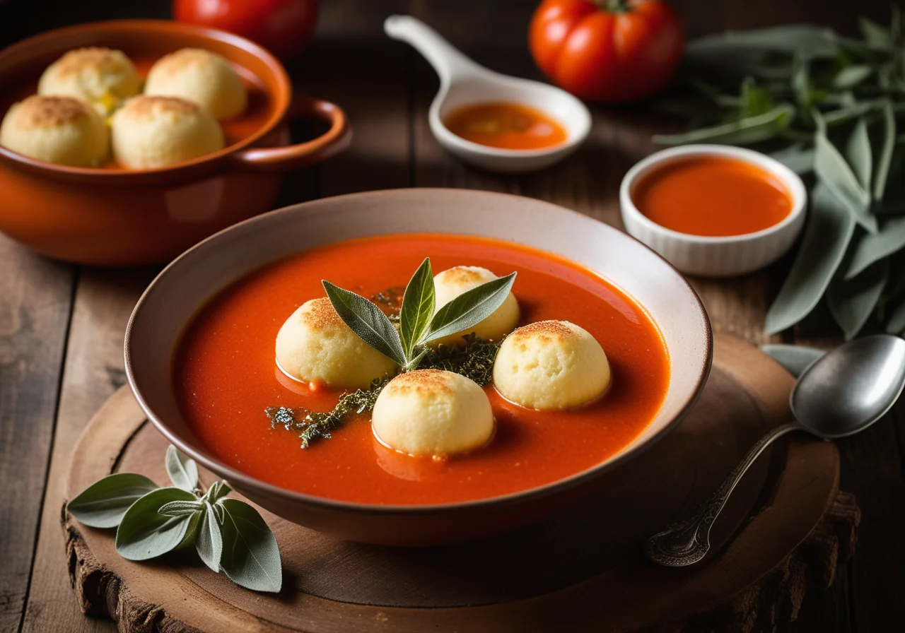 Tomato Soup with Semolina Dumplings