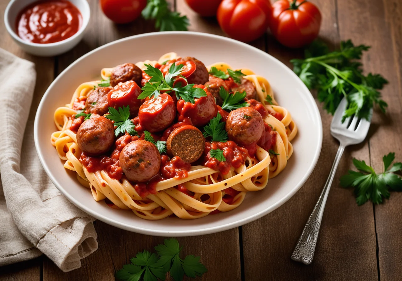 Pasta with Tomato and Sausage Sauce