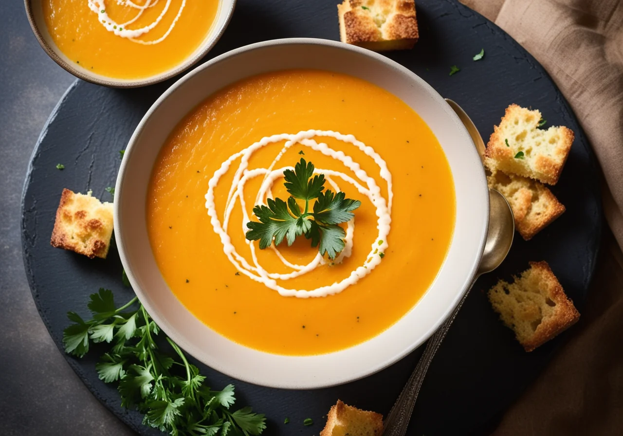 Orange-Carrot Soup with Croutons