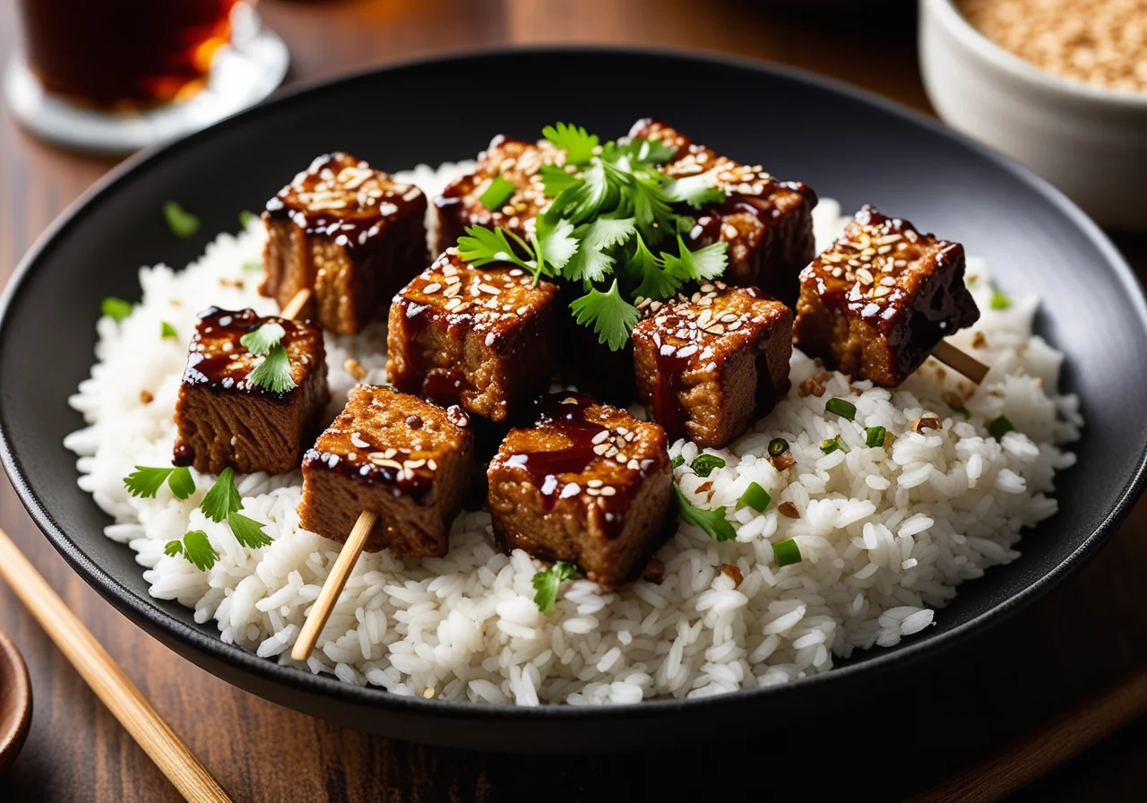 Fried Seitan over Rice