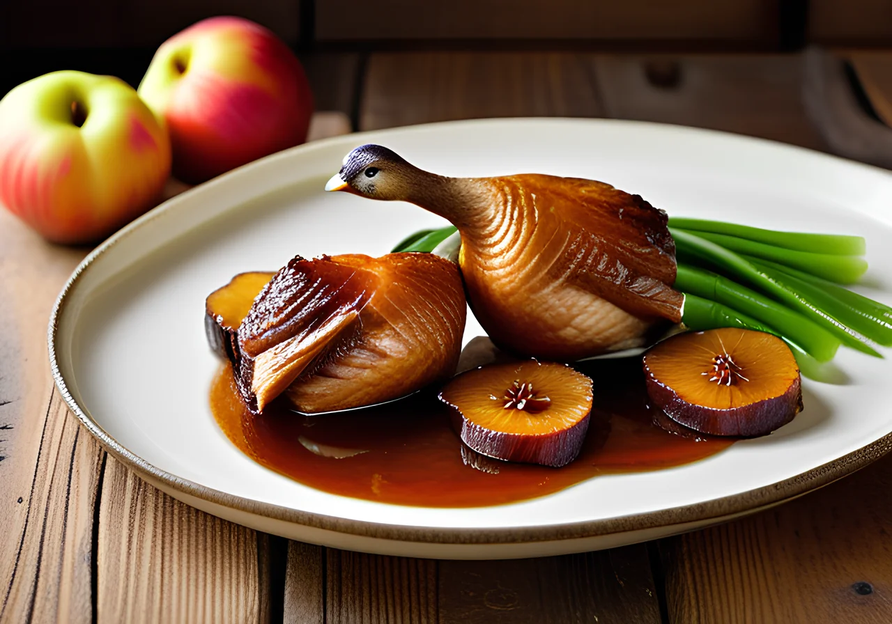 Roasted Goose with Quince and Spring Onions