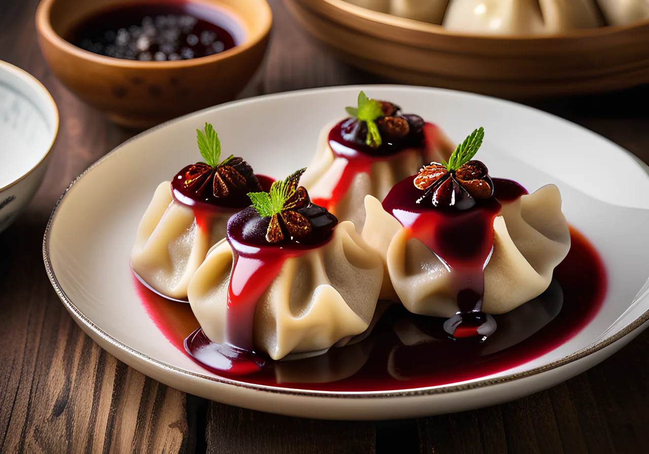 Steamed Dumplings with Plum Sauce