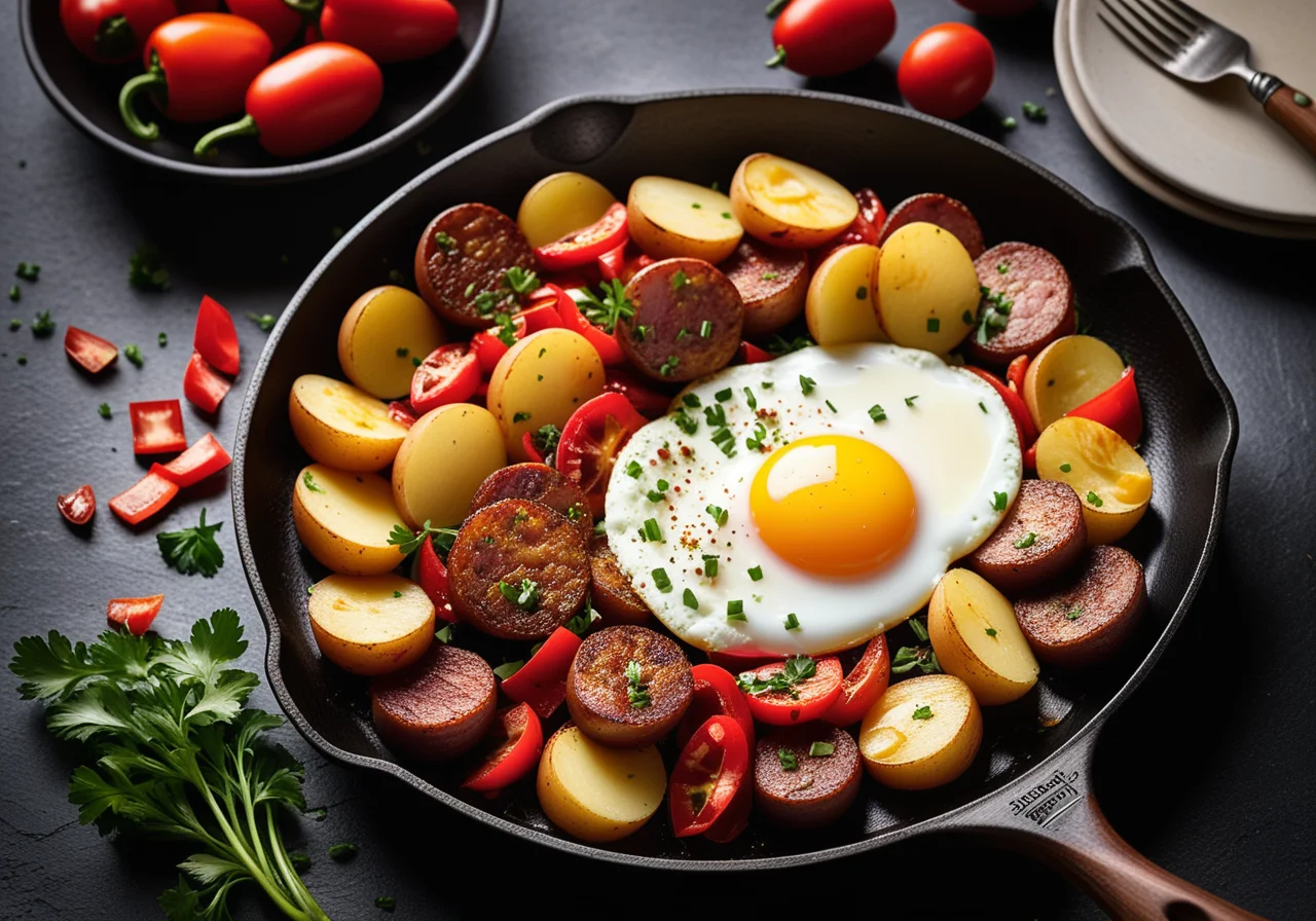 Fried Potatoes with Fried Egg