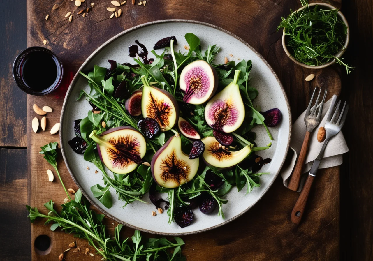 Grilled Chicory with Arugula and Figs