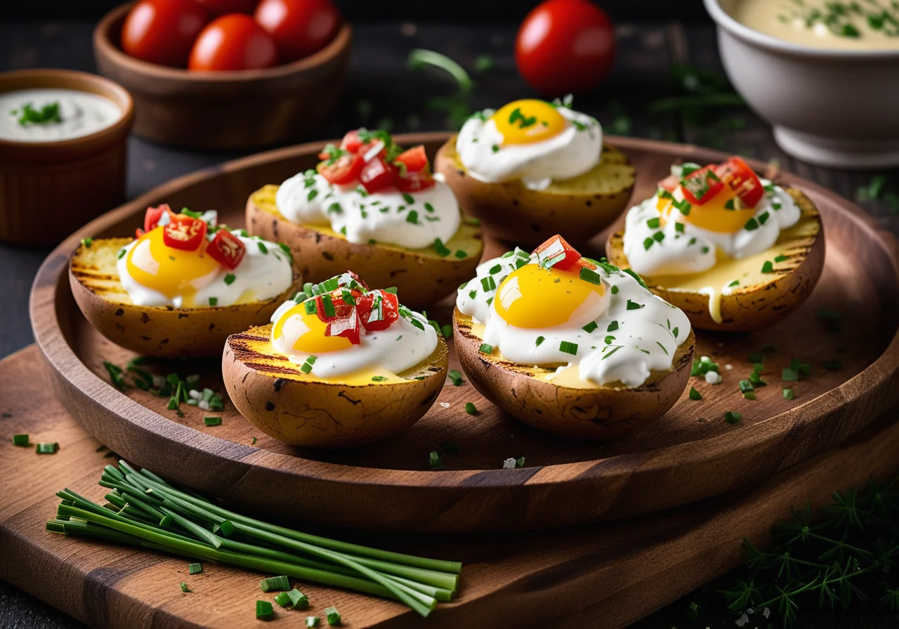 Oven potatoes with various sauces