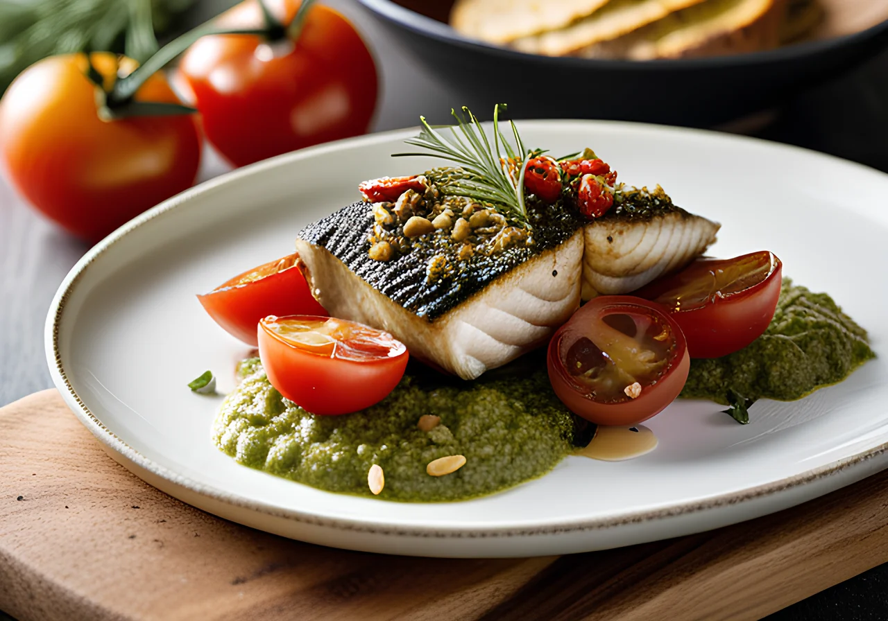 Sea Bass with Pesto Crust