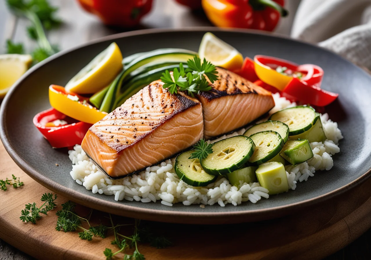 Salmon Fillet in Vegetable Bed Wrapped in Foil