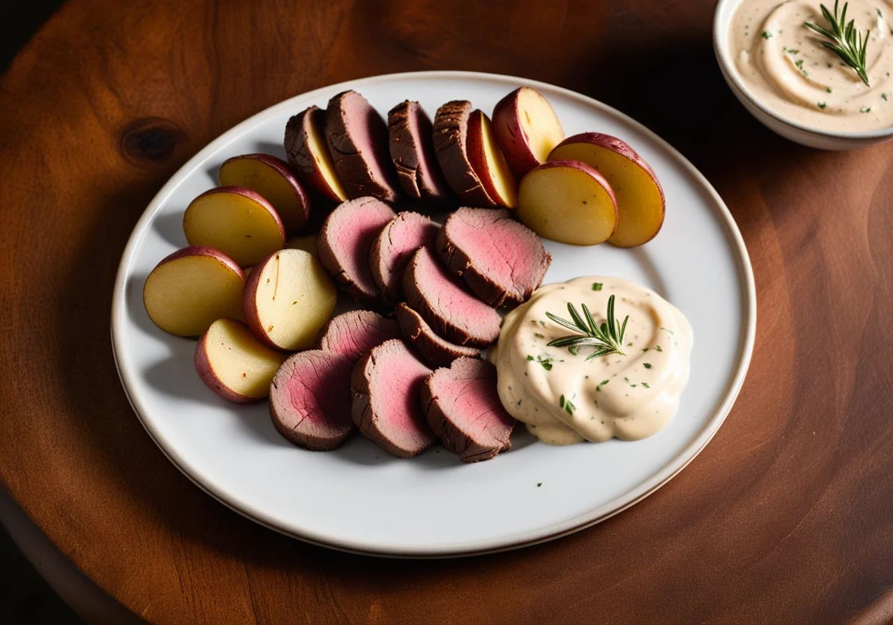 Roastbeef with Roasted Potatoes and Remoulade