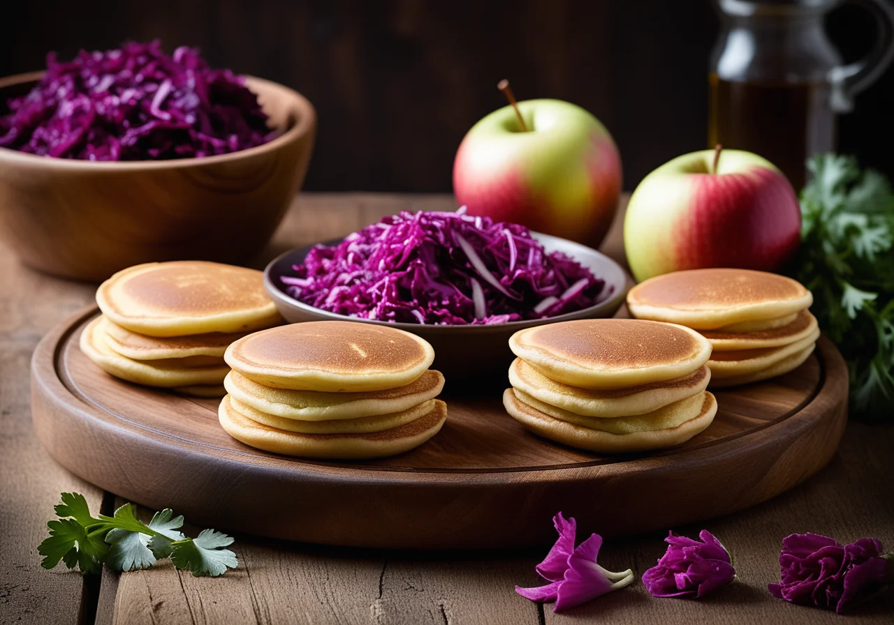 Pancake Rolls with Red Cabbage Salad