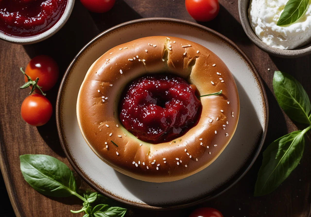 Whole Wheat Bagel with Tomato Jam