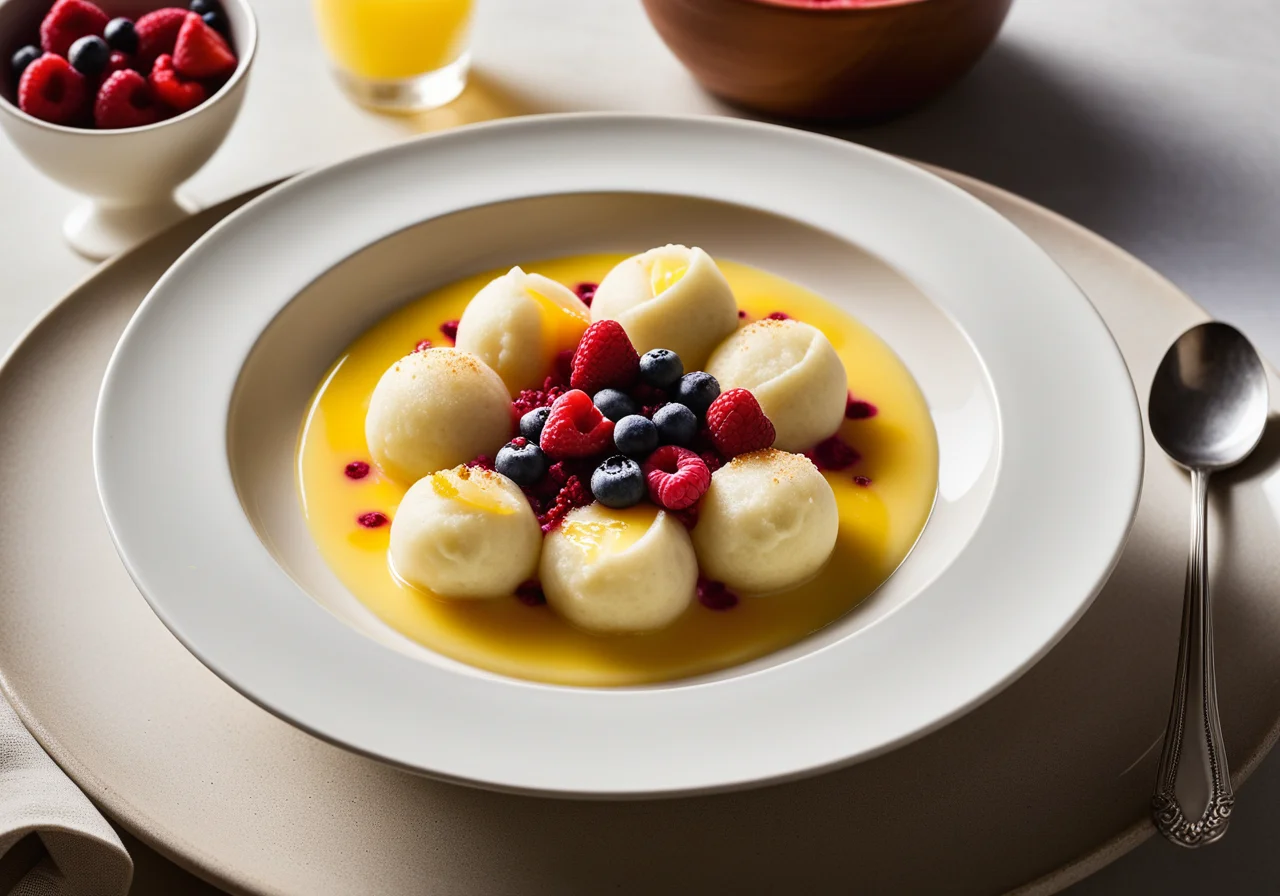 Berry Soup with Egg White Dumplings