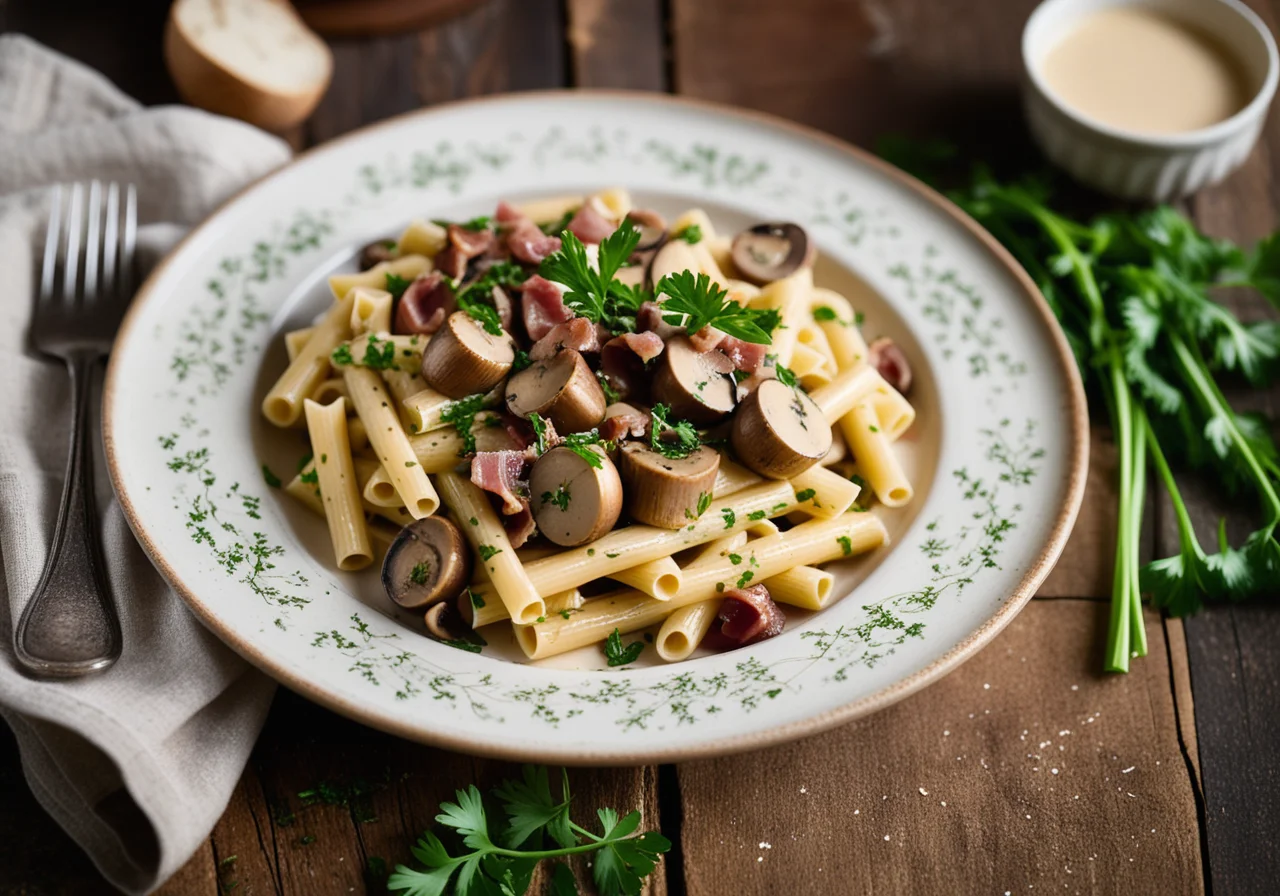 Pasta with Pancetta and Mushrooms