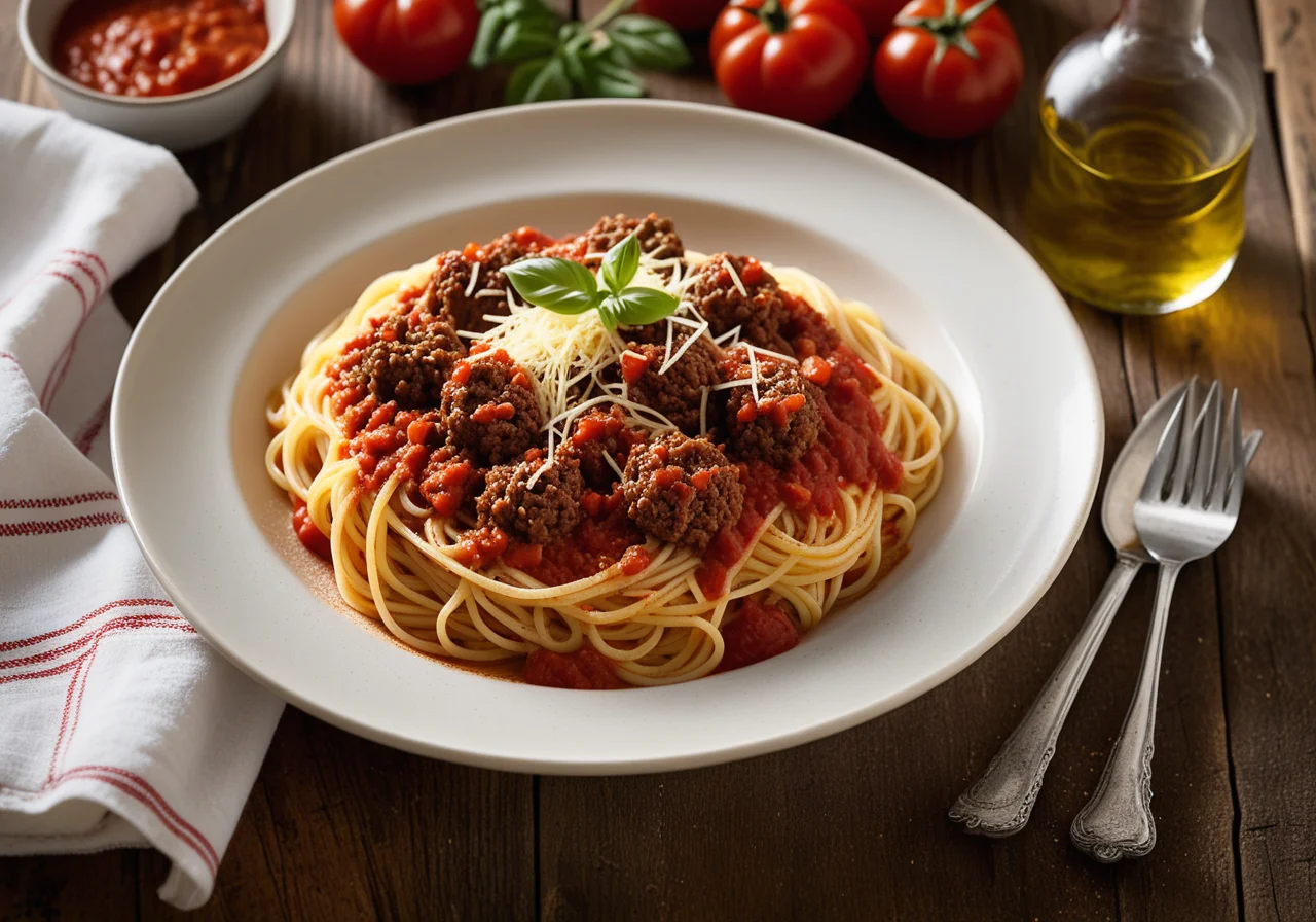 Pasta with Ground Meat Sauce