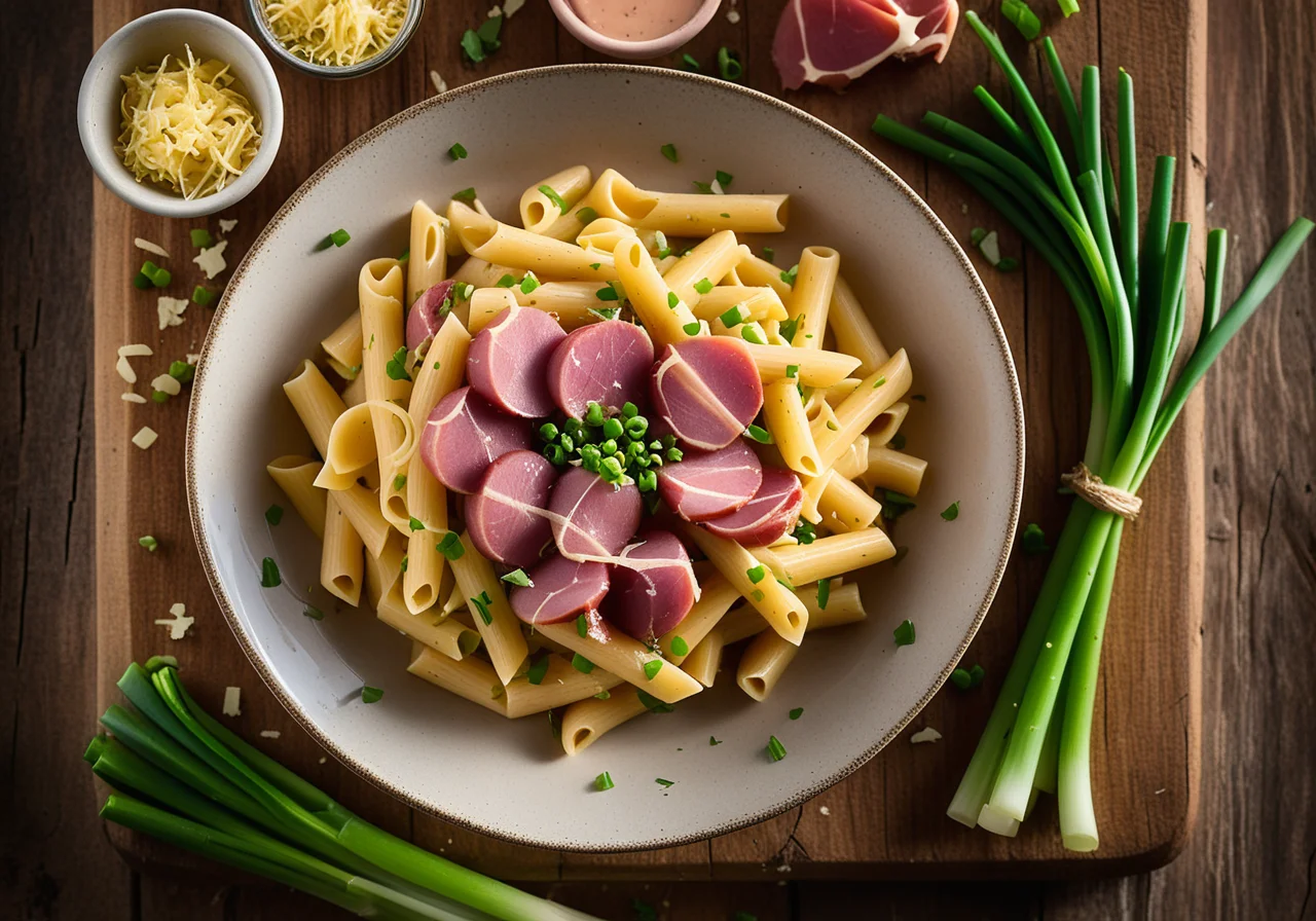 Pasta with Ham and Leek Sauce