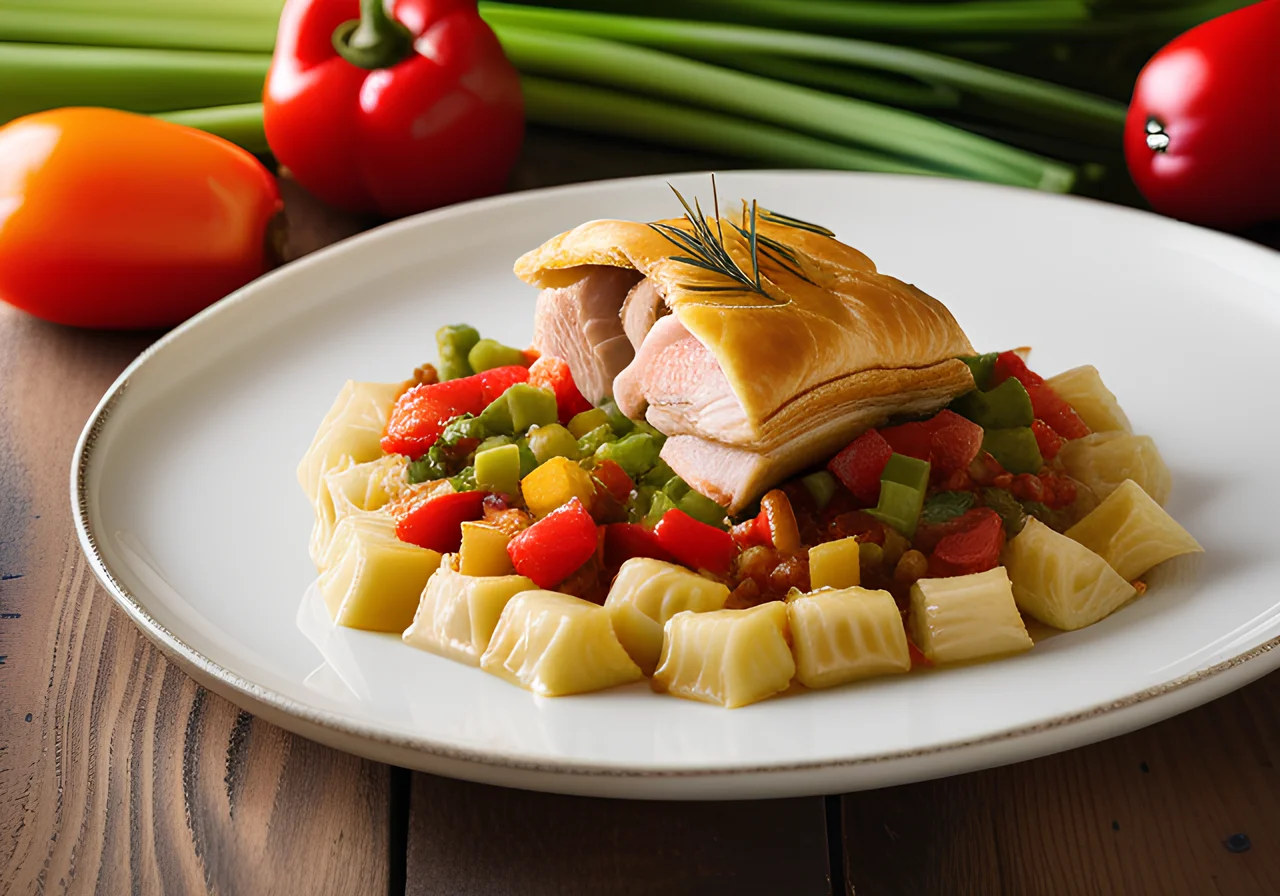 Chicken Vegetable Ragout under Puff Pastry