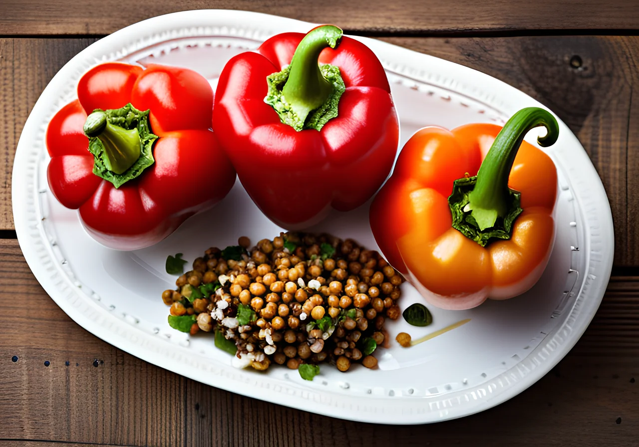 Stuffed Peppers with Rice and Chickpeas