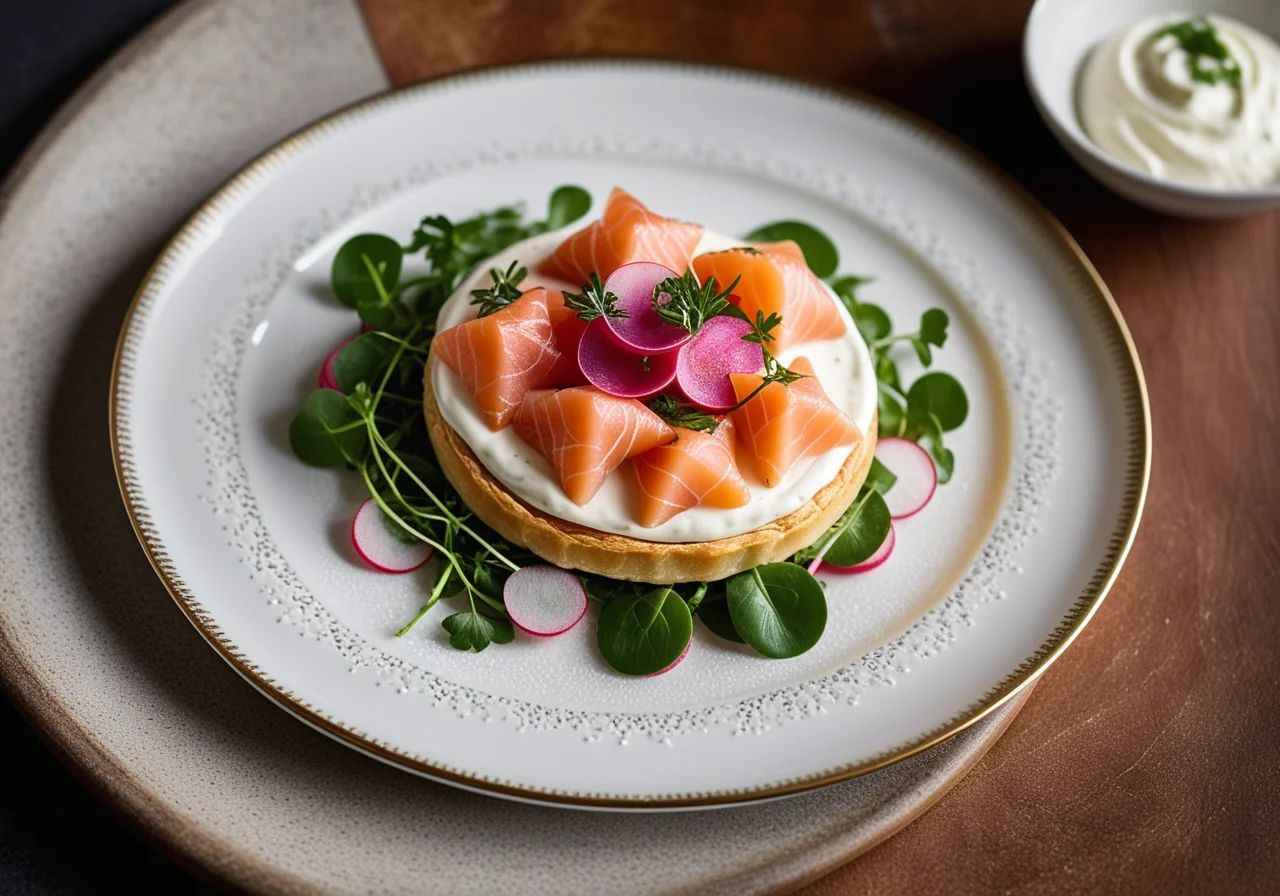 Salmon salad with watercress and pastry stars