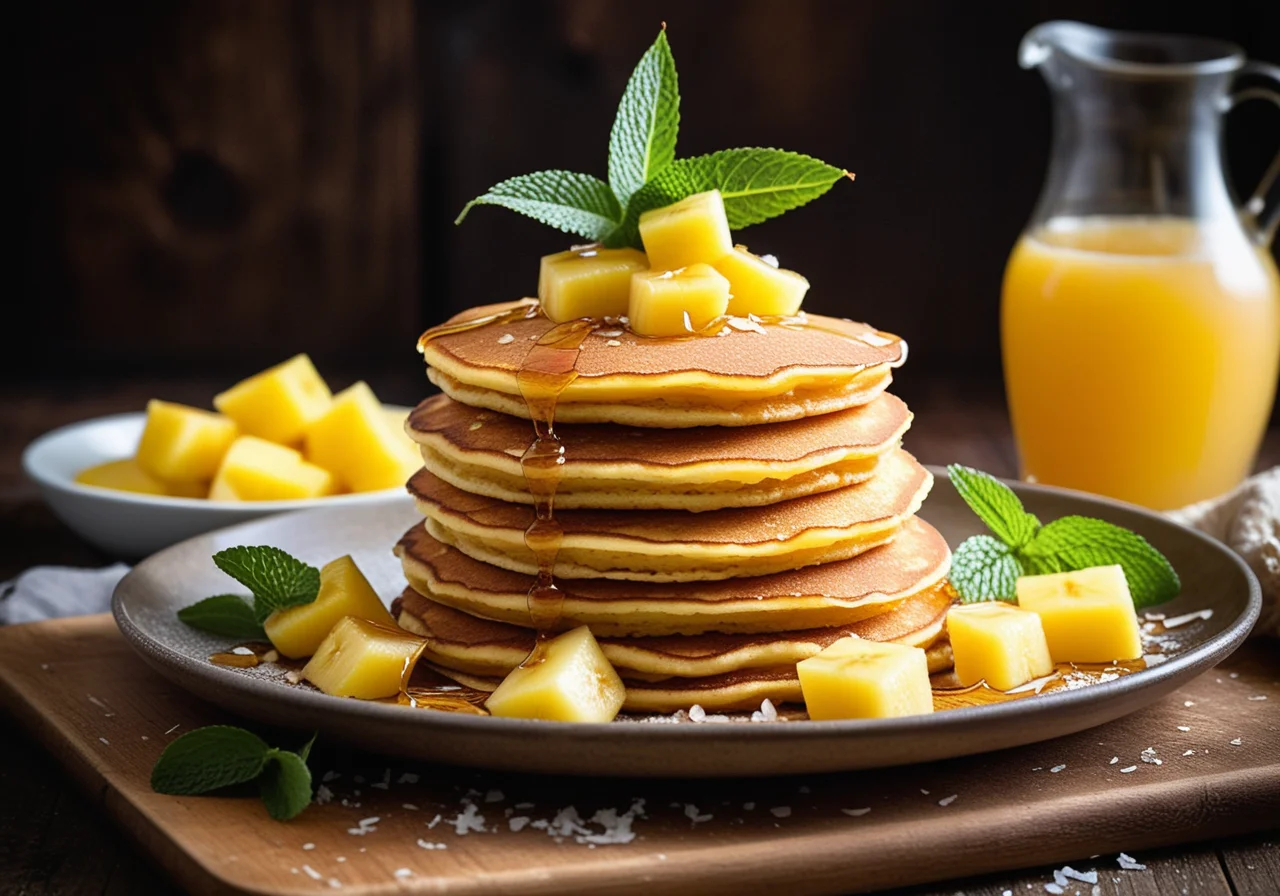 Coconut Pancakes with Pineapple