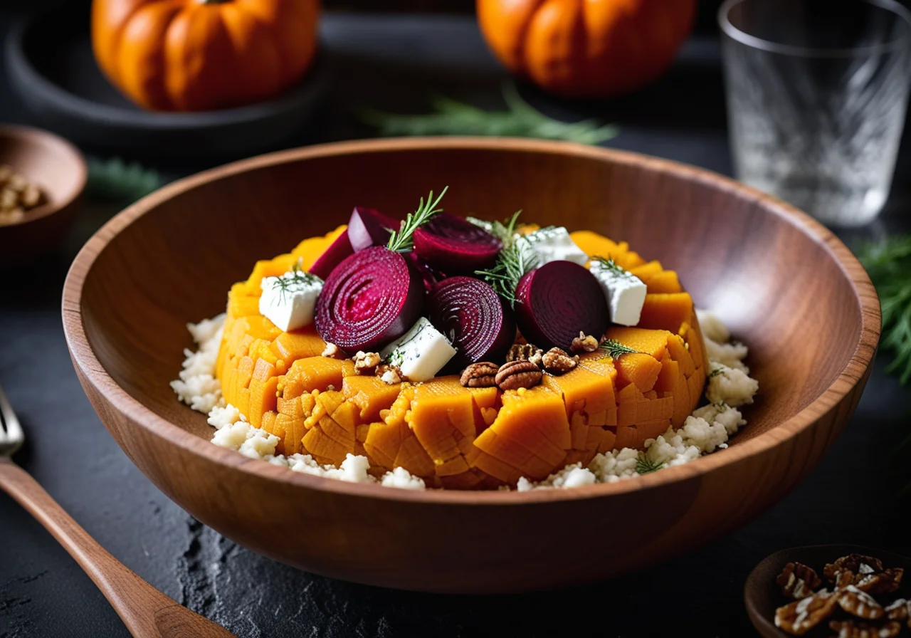 Risotto with Pumpkin, Beetroot and Goat Cheese