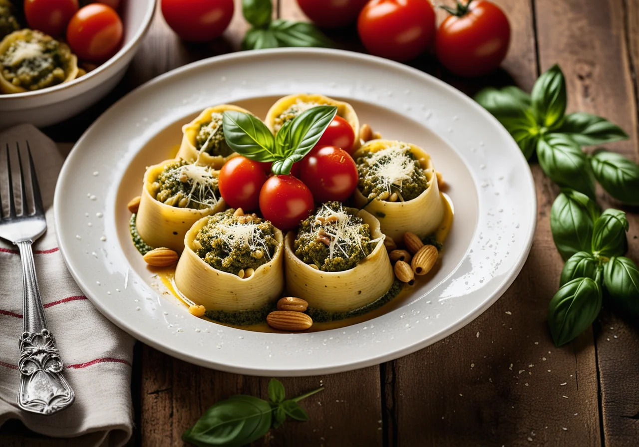 Stuffed Pasta with Pesto Tomato Sauce