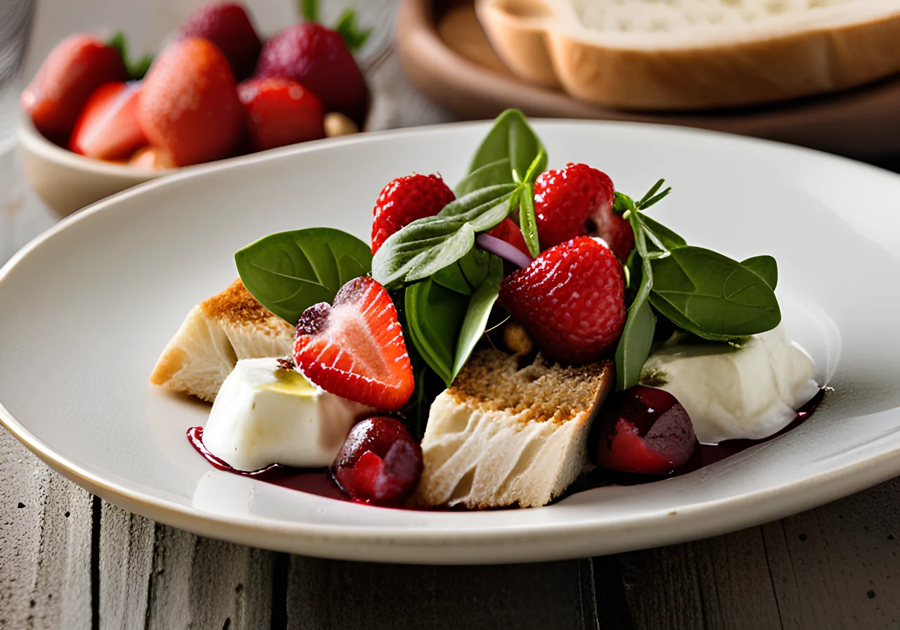 Panzanella with Burrata and Strawberries