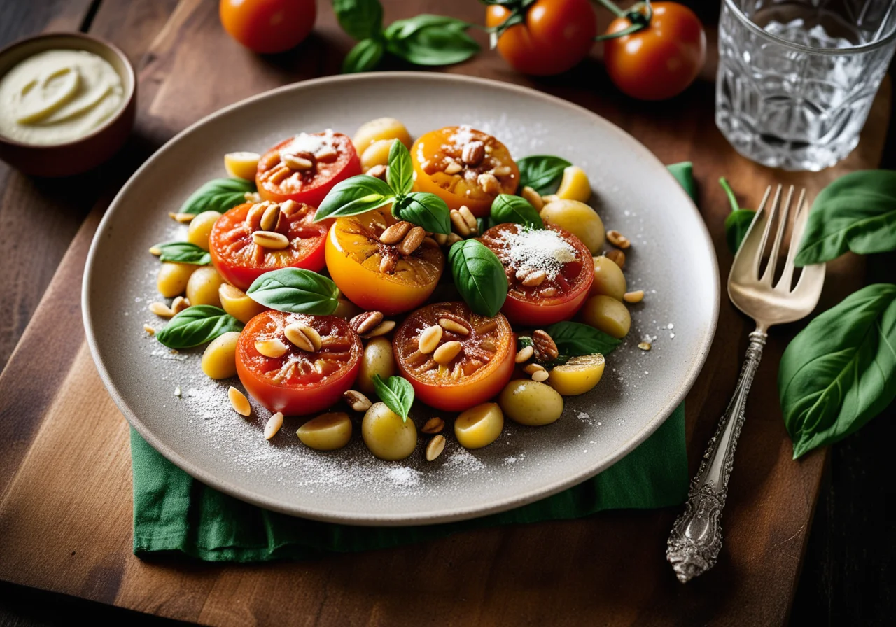 Green Gnocchi with Baked Tomatoes