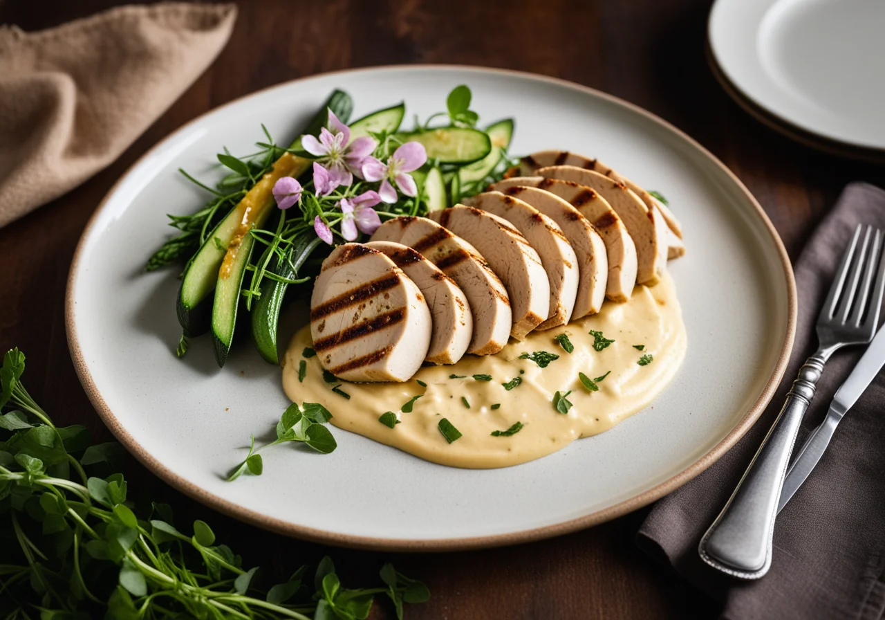 Chicken breast fillet with cheddar, zucchini and mint